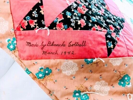 handwritten quilt label